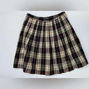 Vintage Talbots 100% Wool Tartan Tan Preppy Pleated Skirt